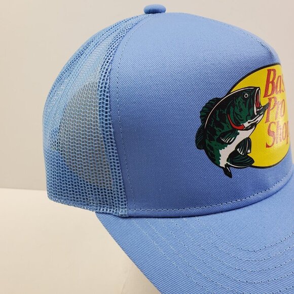 Bass Pro Shops Snapback Hat Mesh Logo Fishing Baby Blue NWT - Picture 10 of 12